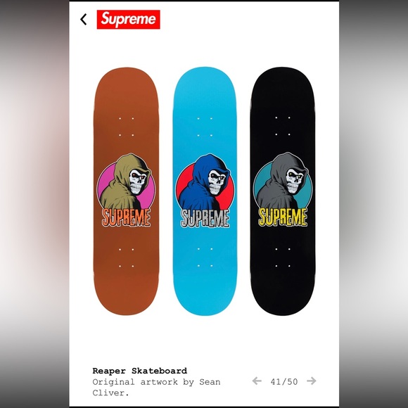 SUPREME Authentic NEW Reaper skateboard deck w/Sean Cliver artwork, plus sticker - Picture 13 of 14